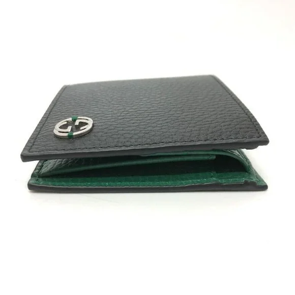 GUCCI Interlocking G Folded wallet Leather Black/SilverHardware